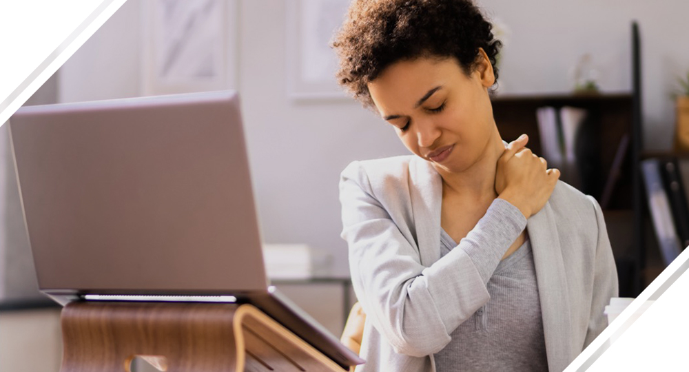 Employee rubbing injured neck